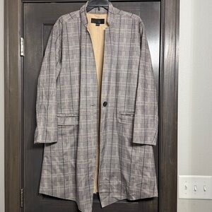 BLANKNYC Renegade Longline Blazer Plaid‎ black grey 1X faux suede
